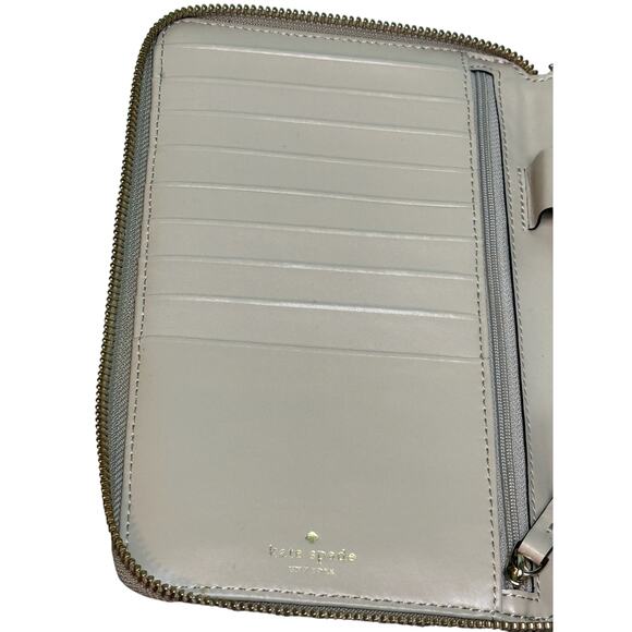Kate Spade A La Vita Ostrich Neda Sidewalk Zip Around Taupe Leather Wallet*NWT - Picture 9 of 14
